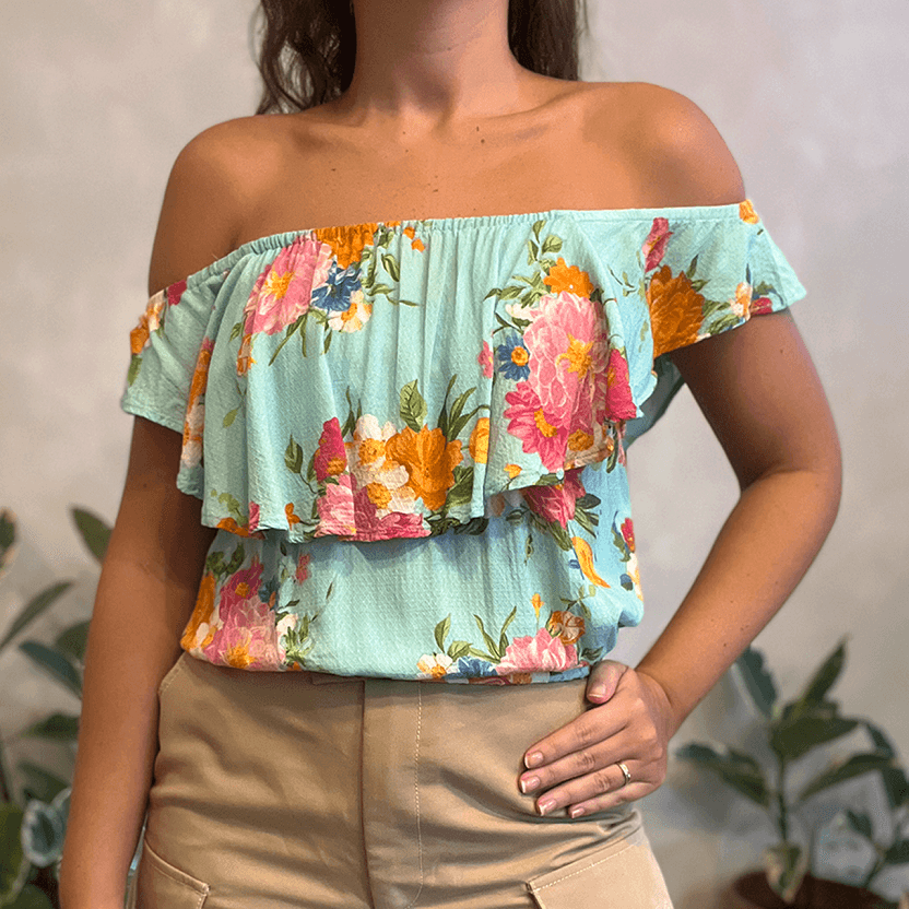 Blusa Floral Ombro Farm