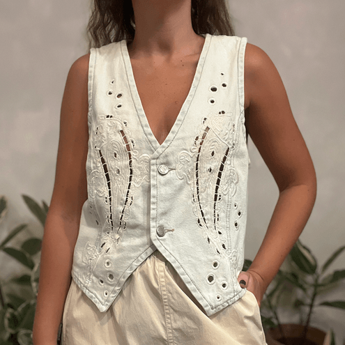 Colete Jeans Bordado Farm
