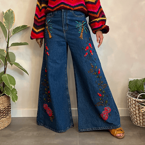 Calça Bordada Miçangas Farm 38