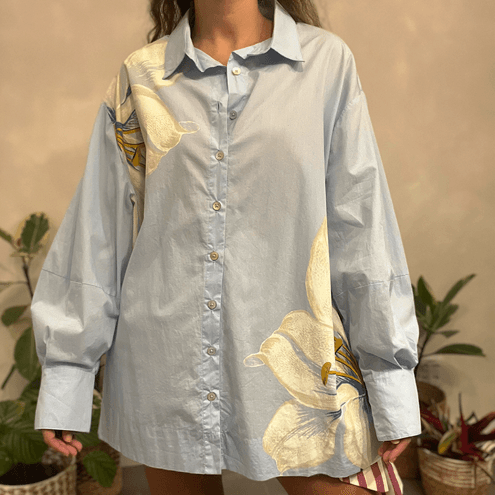 Camisa Azul Flor Farm
