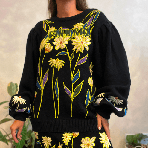 Casaco Tricot Floral Farm Global