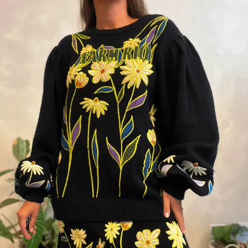 Casaco Tricot Floral Farm Global