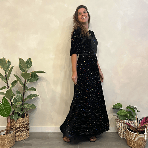 Vestido Novo Veludo Brilho Farm + Alix
