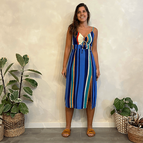Vestido Listrado Farm P Color