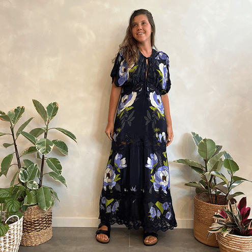 Vestido Floral Renda Farm Global