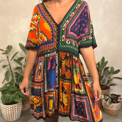Vestido Curto Tapeçaria Farm