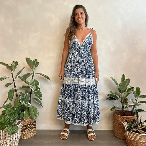Vestido Bicolor Floral Farm