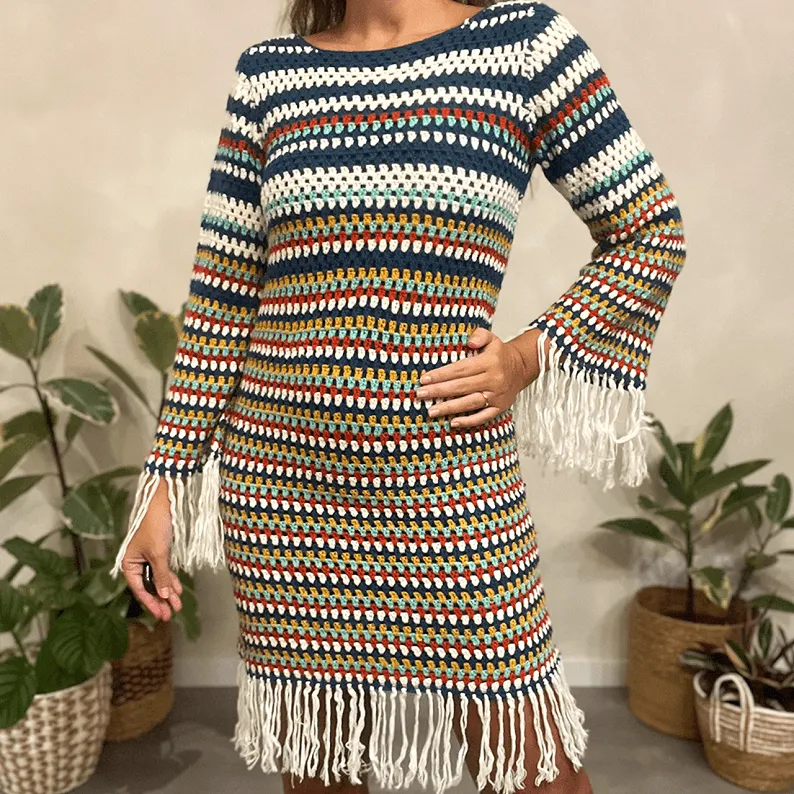 Vestido Crochet Franja Farm