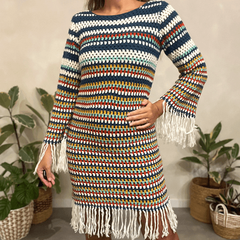Vestido Crochet Franja Farm