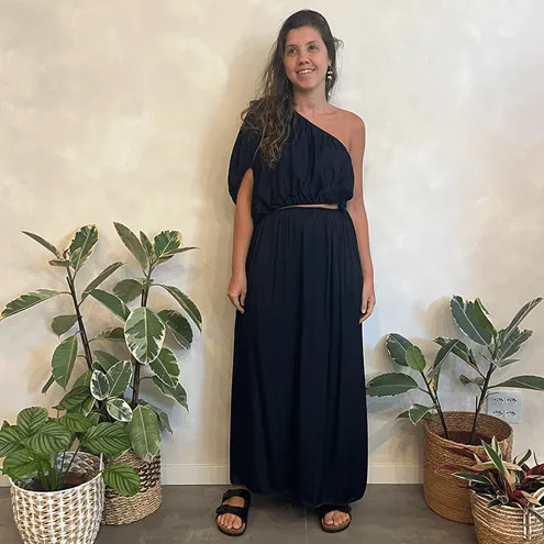 Vestido Cetim Ombro Farm Global