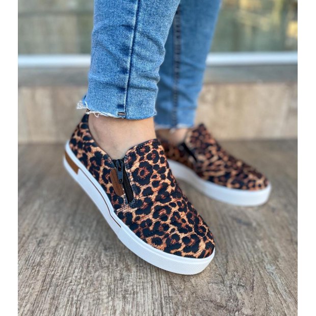 Tênis Slip Slip On Feminino Animal Print Tênis Slip On Feminino