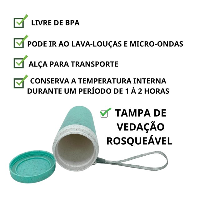 Kit com 10 Copos Ecológicos 350ml Fibra de Bambu com Alça