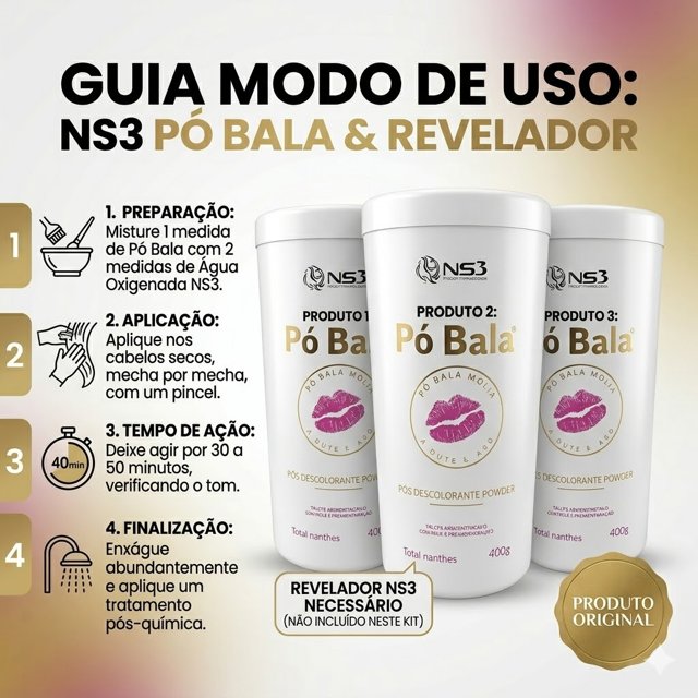 3 Pós descolorante Ns3 Po Bala 400g | Nany Beleza Cosméticos