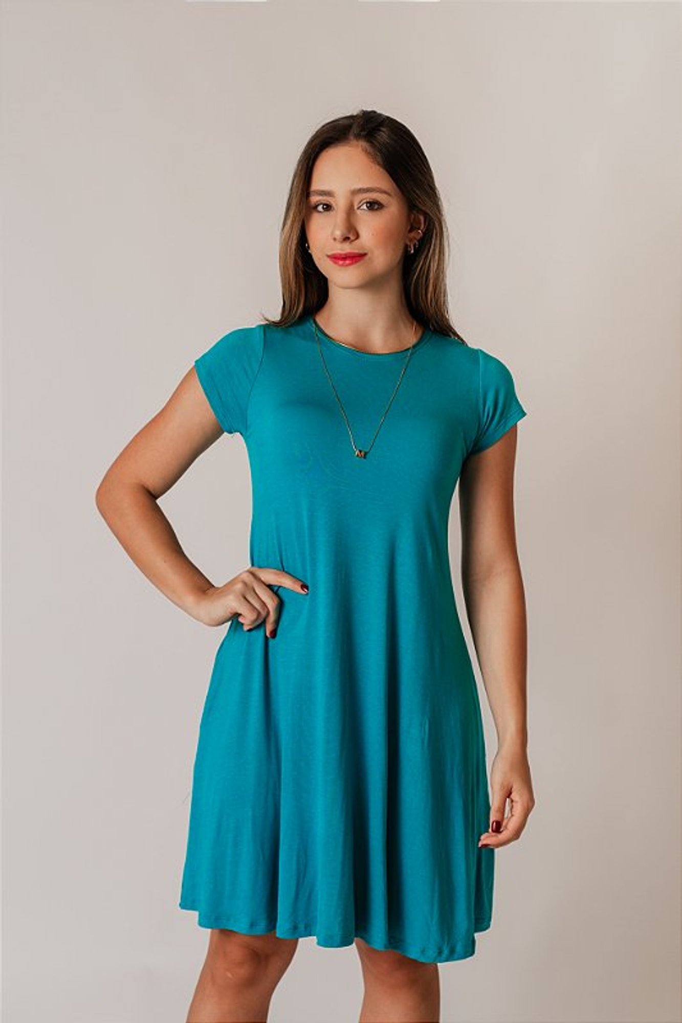 Vestido De Manga Curta Soltinho Plus Size Vestido Soltinho Com