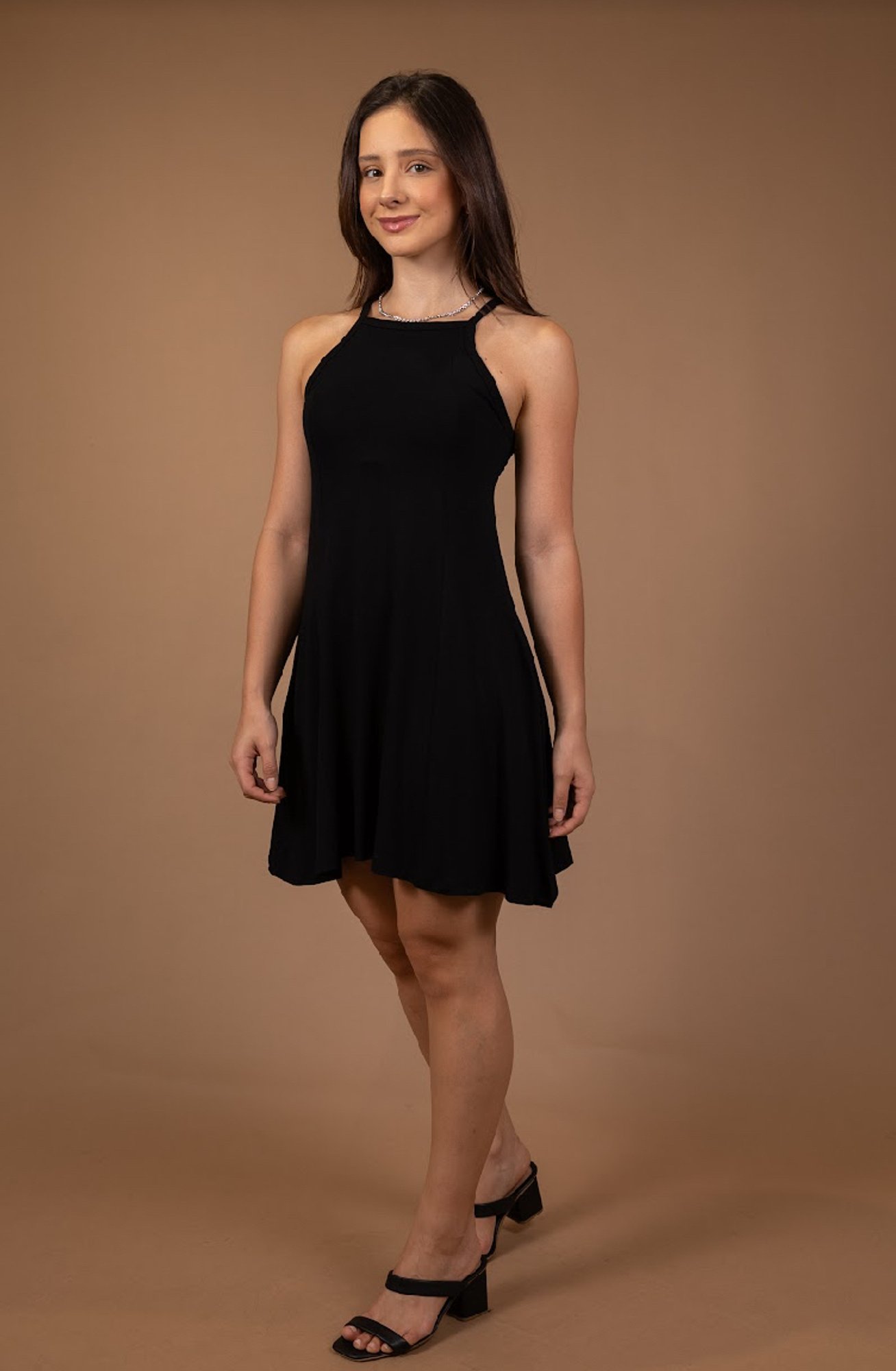 Viscose Vestido Curto Preto De Alcinha Vestido Curto Alcinha Liso