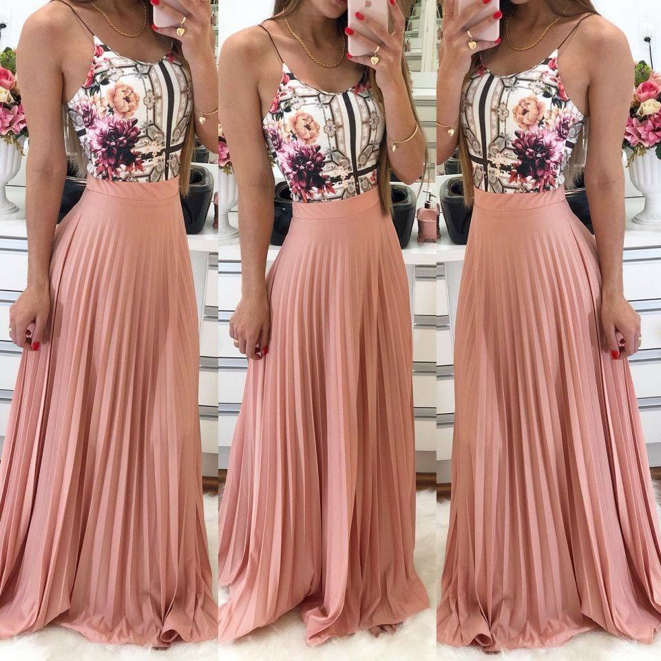 Saia Midi Plissada Saia Plissada Longa Pink Saia Longa Saia Midi