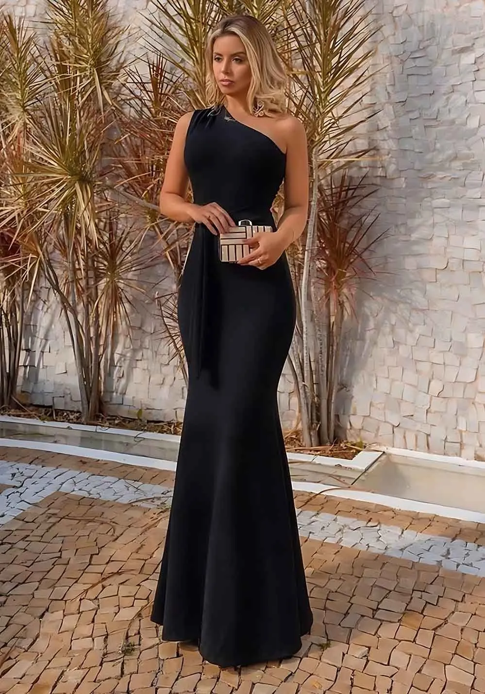 Vestido Longo Loja Só De Vestidos Vestido De Festa Longo Em Crepe