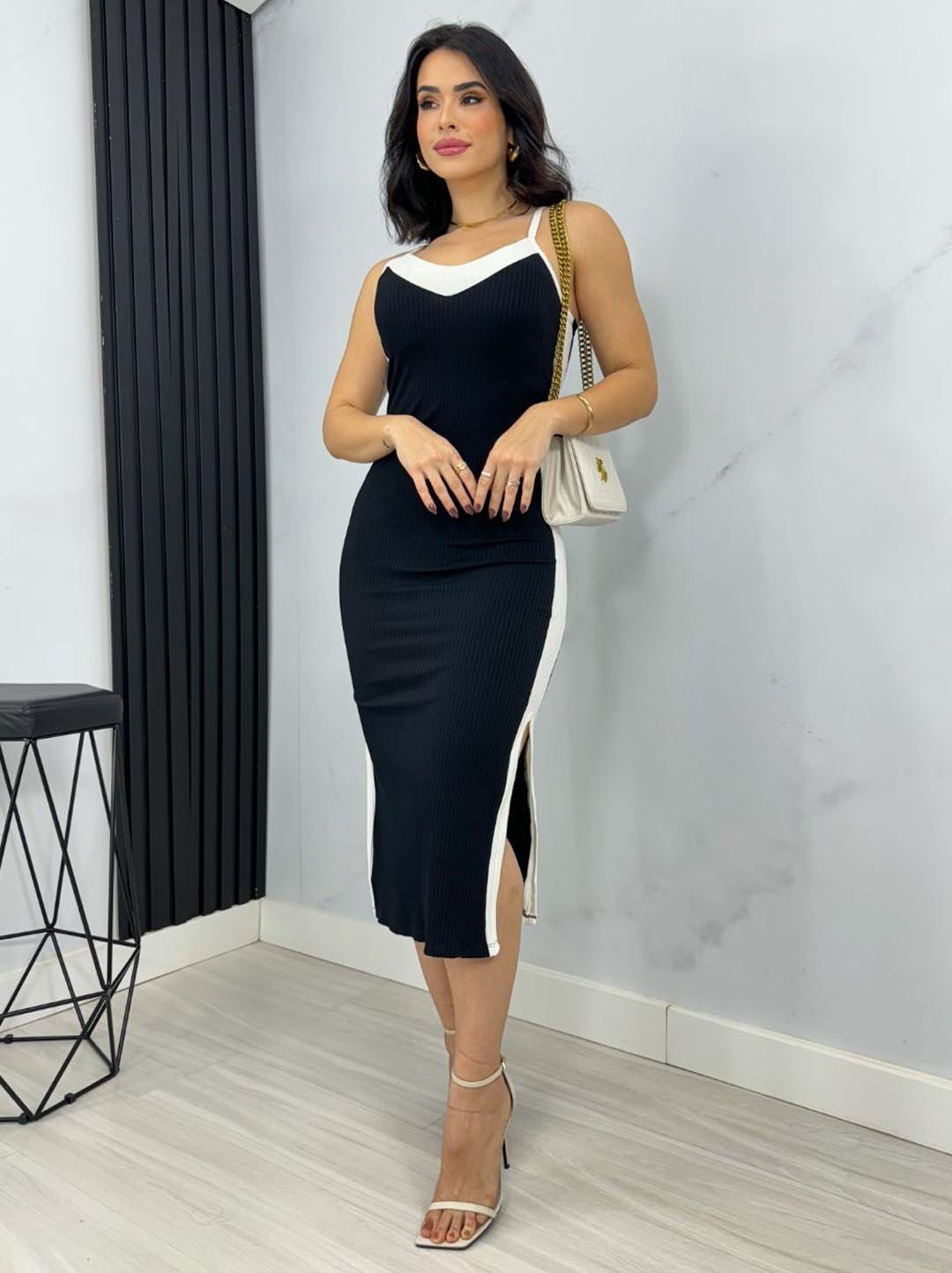 Vestido Midi Vestidos De Fenda Vestido Midi Couro Sintético Fenda