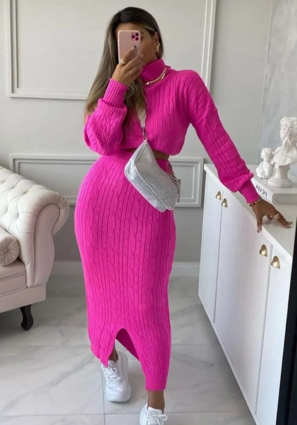 Conjunto Saia Saia Longa Justa Conjunto De Saia E Cropped De Trico