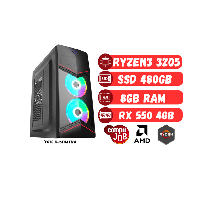 DESKTOP FOCUS GAMER RYZEN3 3200G / RADEON RX 550/ SSD 480GB SATA / 8GB RAM / 500W