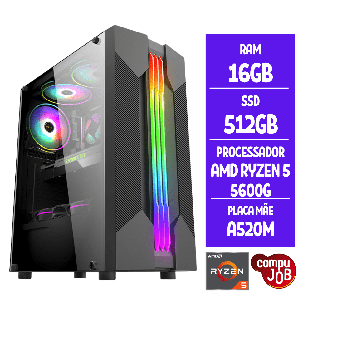 DESKTOP GAMER FOCUS AMD RYZEN 5 5600G / 16GB / SSD 480GB / A520M