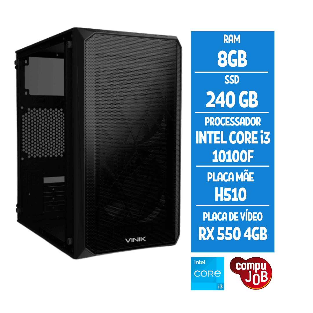 DESKTOP GAMER FOCUS INTEL CORE I3-10100F / 8GB / 240GB / H510 / RX