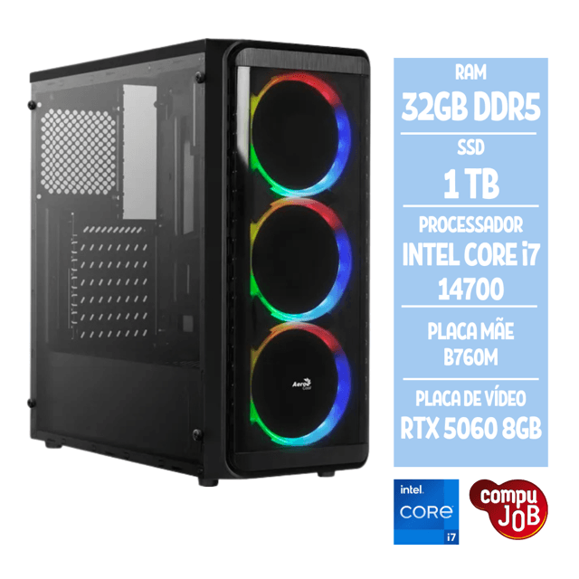 DESKTOP GAMER FOCUS INTEL CORE I7-14700 / 32GB / SSD 1TB / B760 / 600W ...