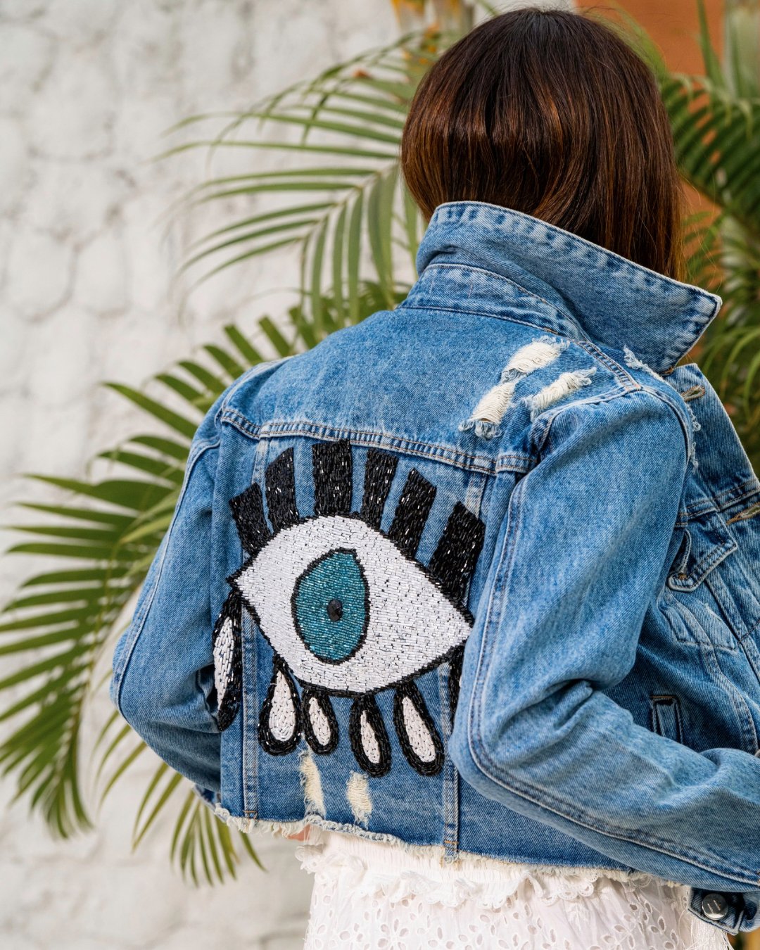 Bordado Jaqueta Jeans Com Gola De Pelo Jaqueta Jeans Com Pelo Na