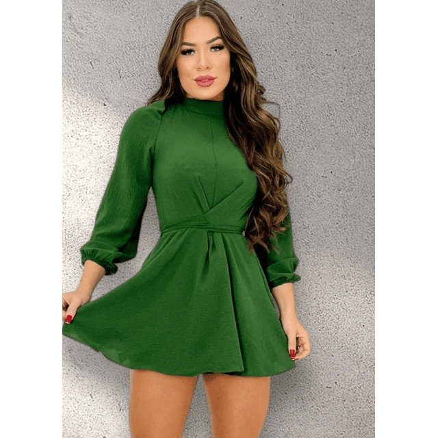 Macaquinho Feminino Manga Longa Soltinho Verde Militar