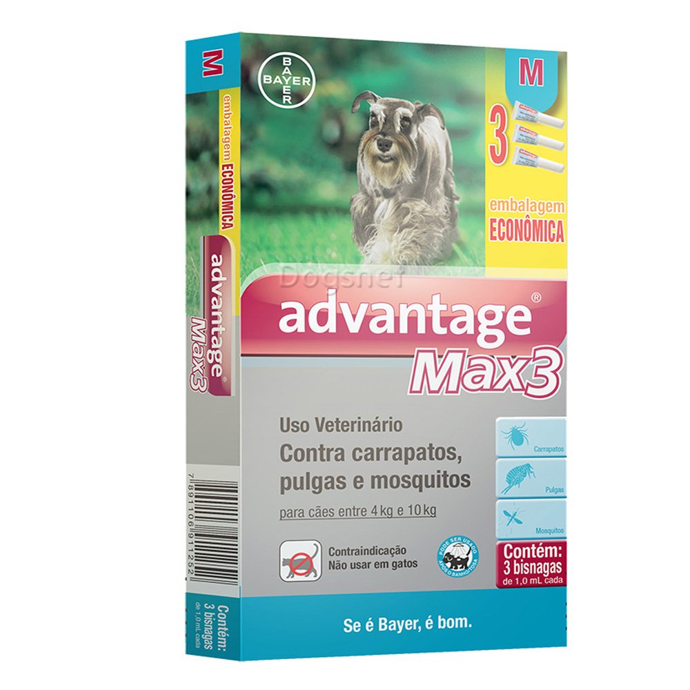 Antipulgas e Carrapato Advantage Max 3 - cães de 4 a 10kg – 1ml | Dogsnet