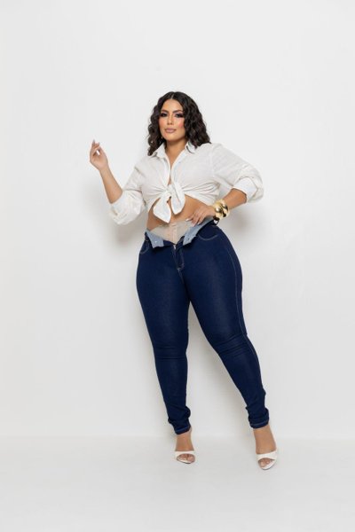 Cinta Modeladora Calça Flare Super Lipo Calça Sawary Jeans Flare