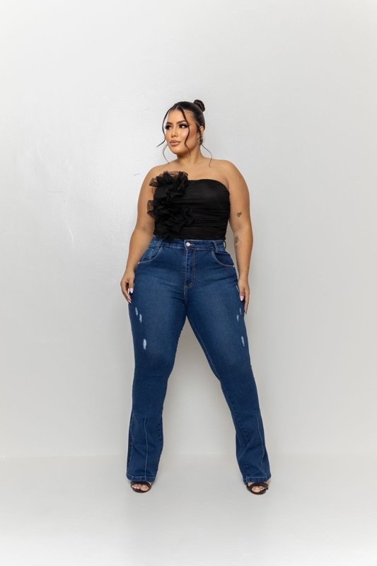 Calça Flare Jeans Boca de Sino Plus Size Feminina Christee Jeans
