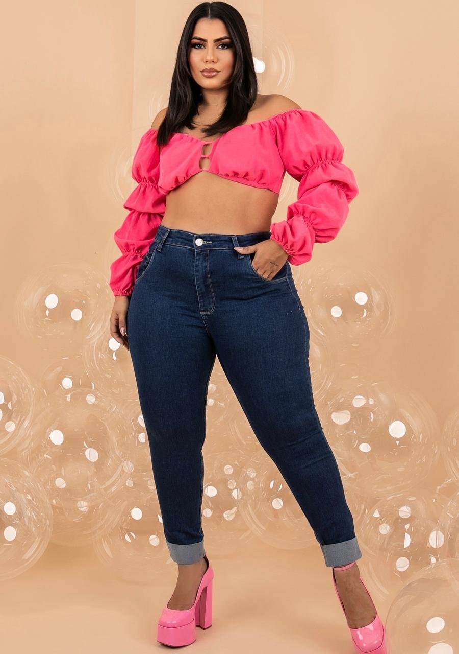 Plus Size Camisa Jeans Com Lycra Feminina Jeans Look Trabalho Plus