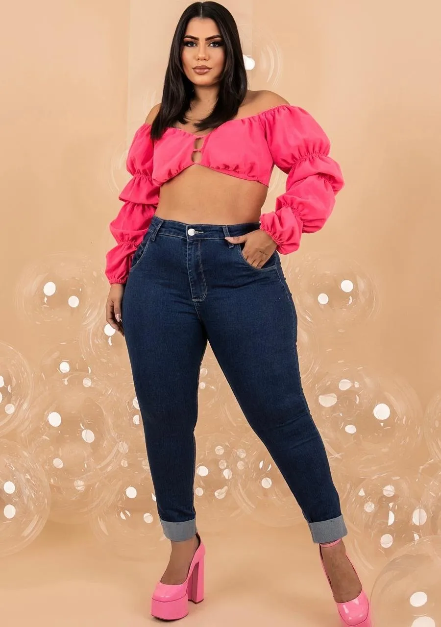Plus Size Camisa Jeans Com Lycra Feminina Jeans Look Trabalho Plus