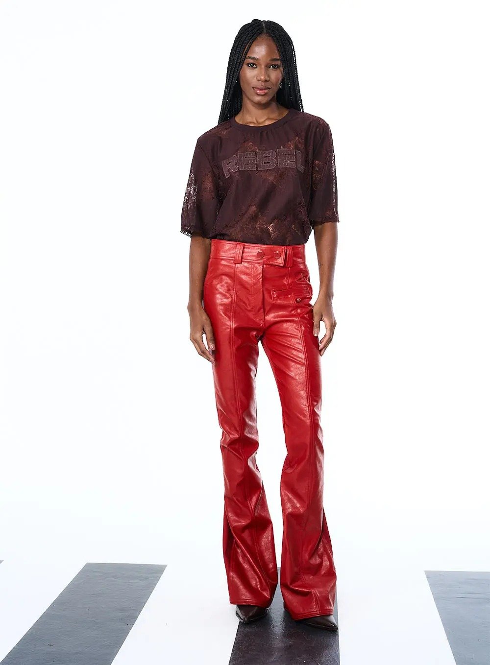 Calça Skinny Calça Couro Sintetico Vermelha Calça Jeans Calca