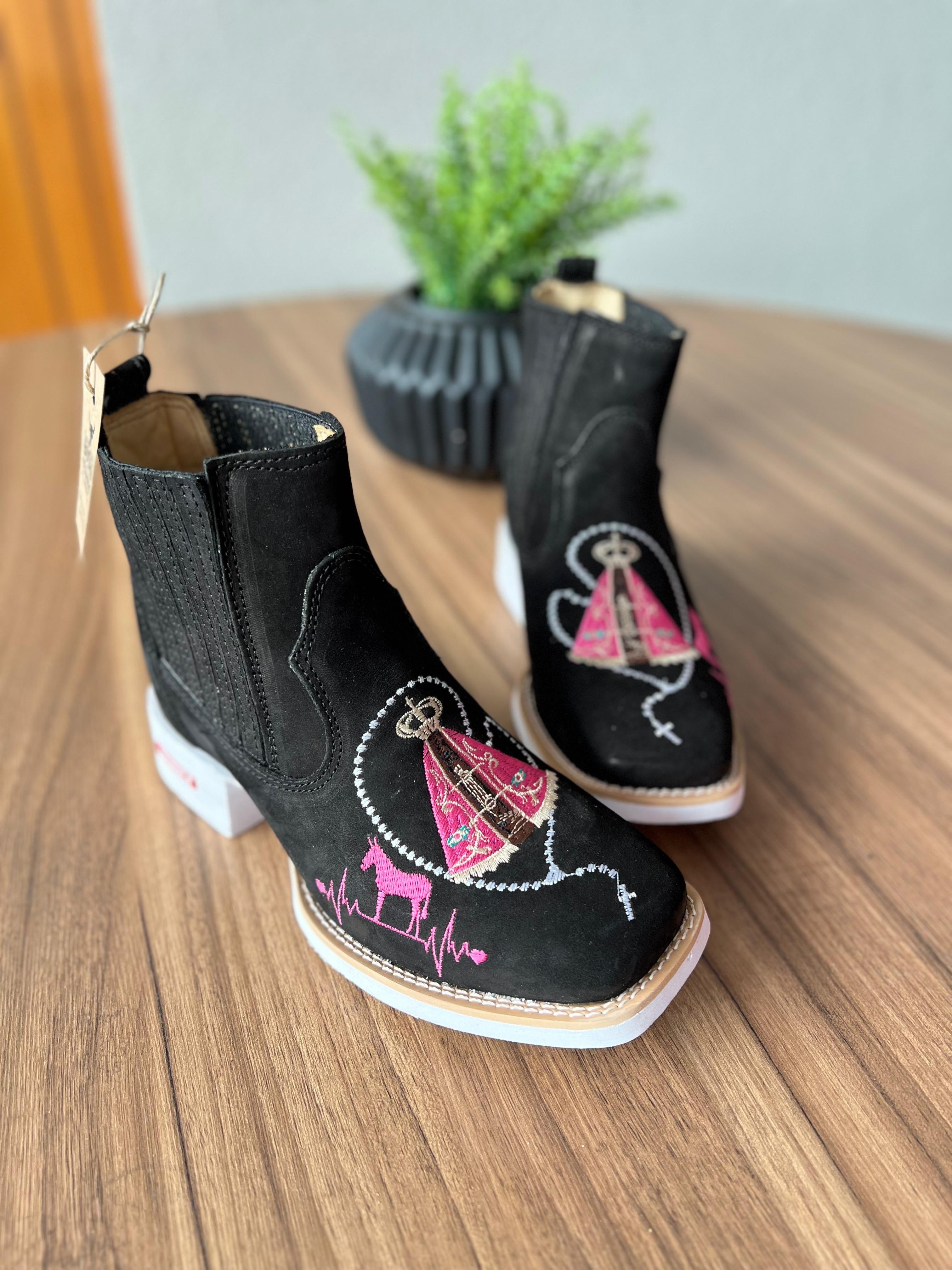 Bota Country Bota Couro Nobuck Botina Conceição Couro Nobuck Preto