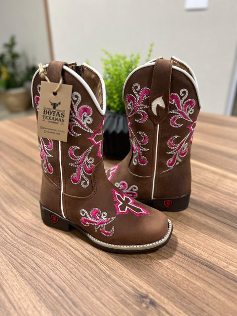 Bota Texana Botina Infantil Feminina Cano Longo Bota Texana De