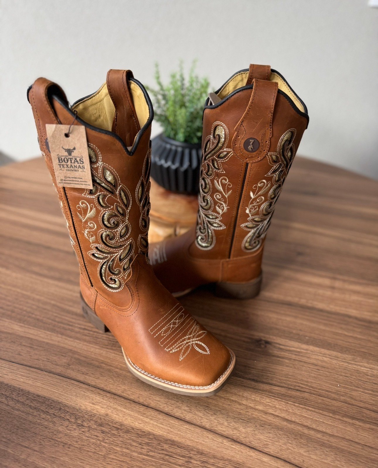 Texana Safira - Couro Fóssil Havana/Laser Glitter Dourado