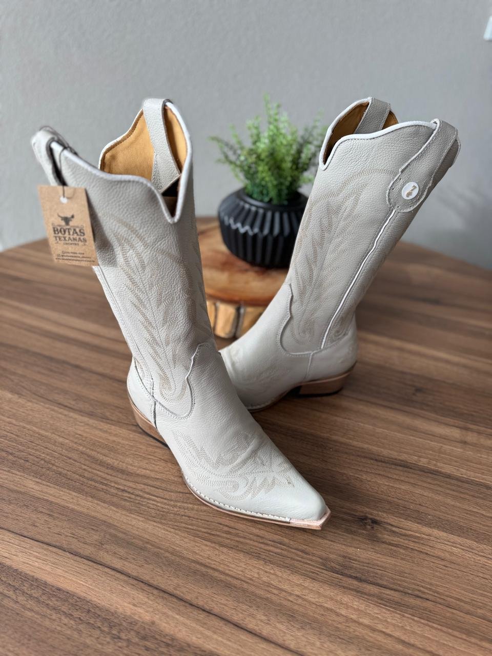 Texana West (Perfilado) - Couro Off-White/Ramos Bege