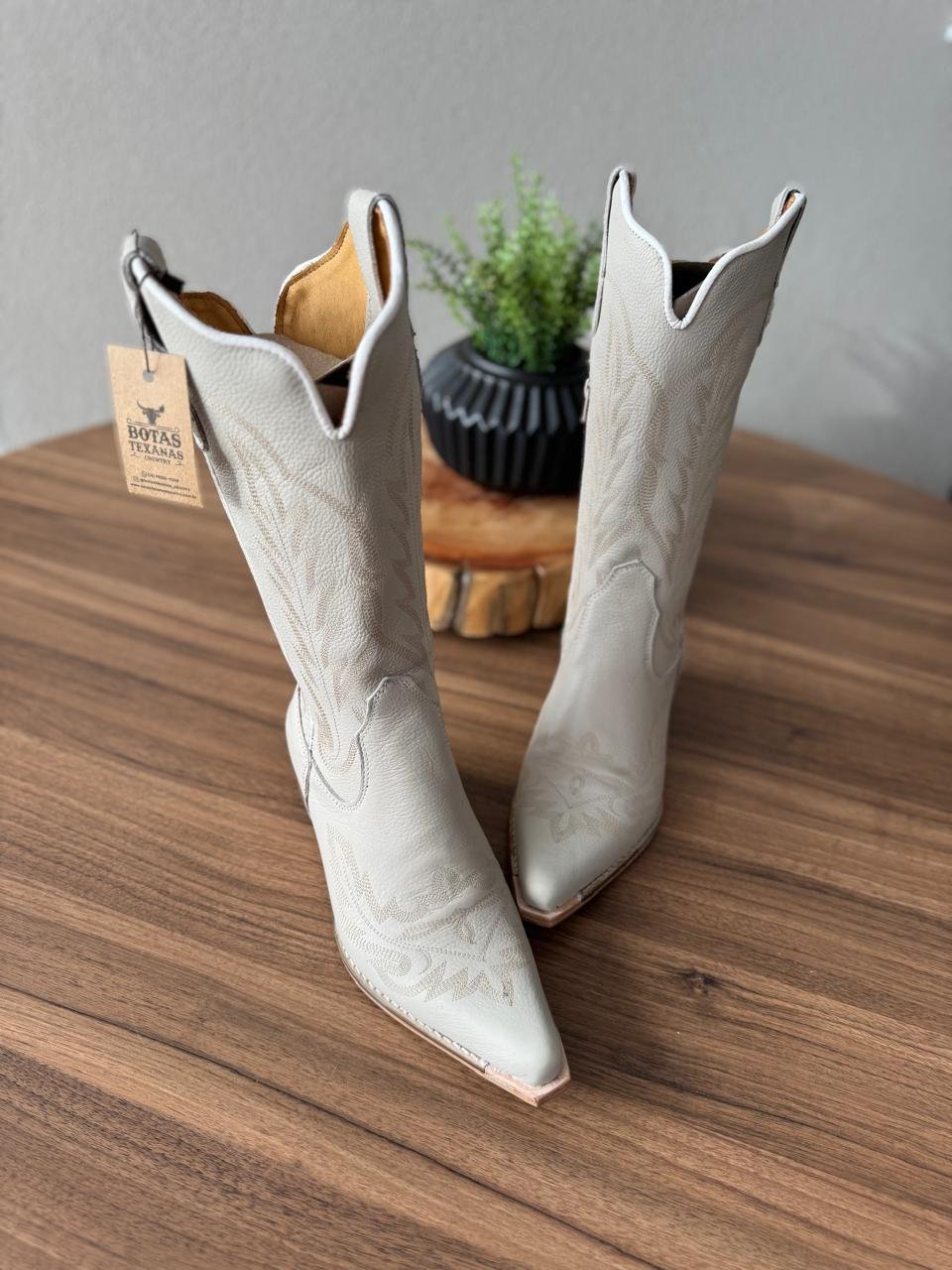 Texana West (Perfilado) - Couro Off-White/Ramos Bege