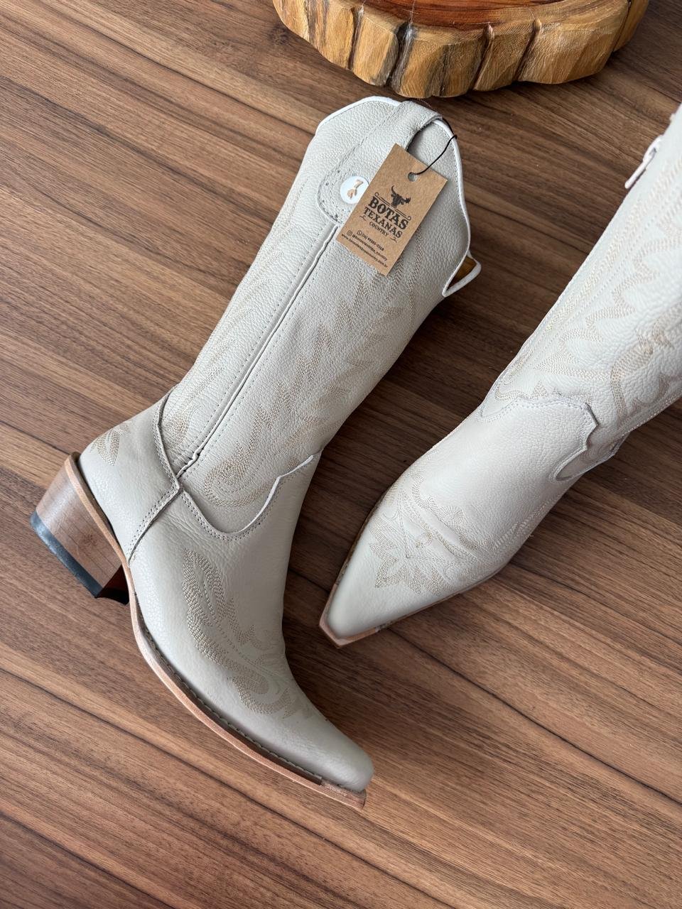 Texana West (Perfilado) - Couro Off-White/Ramos Bege