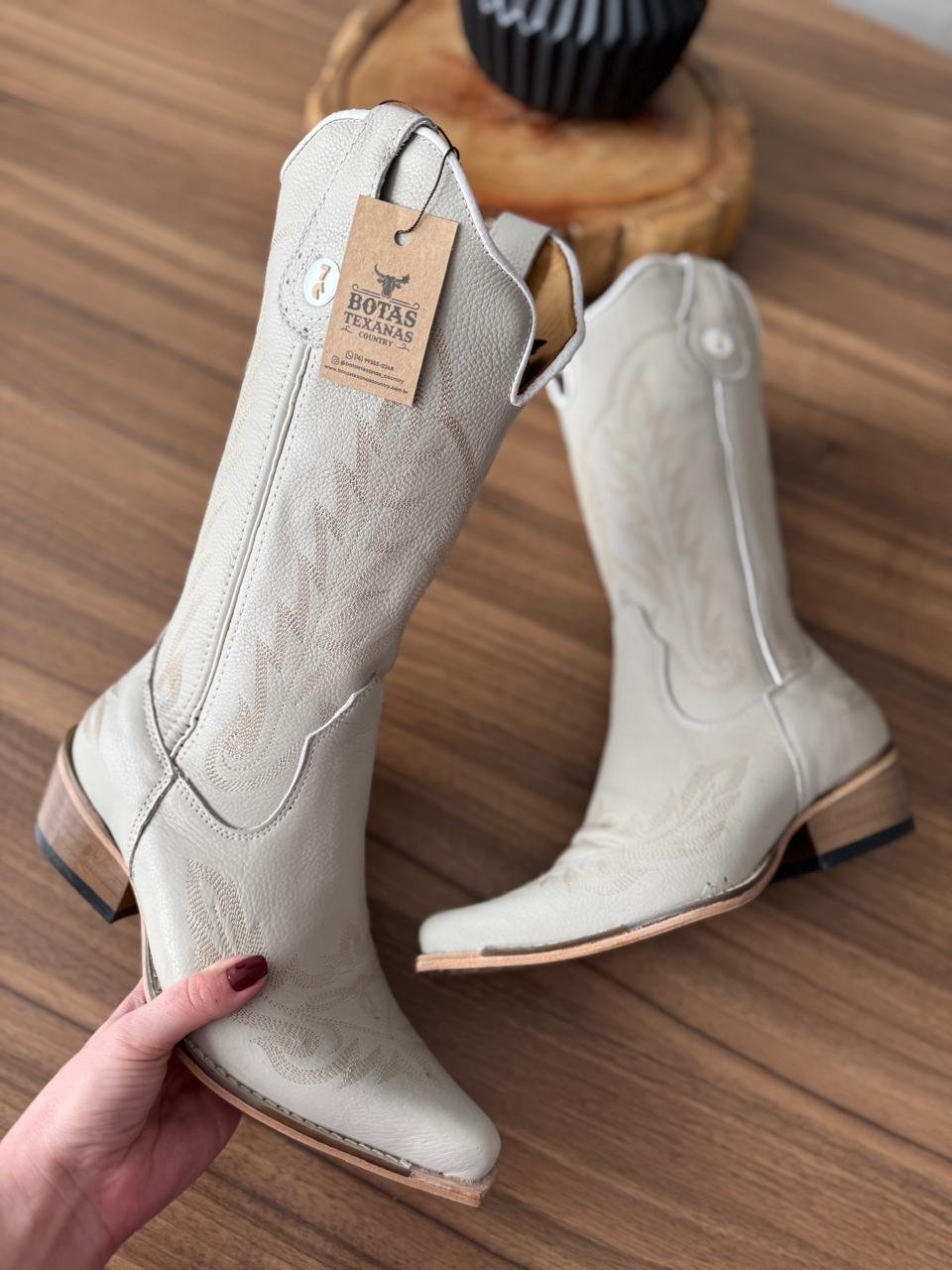 Texana West (Perfilado) - Couro Off-White/Ramos Bege