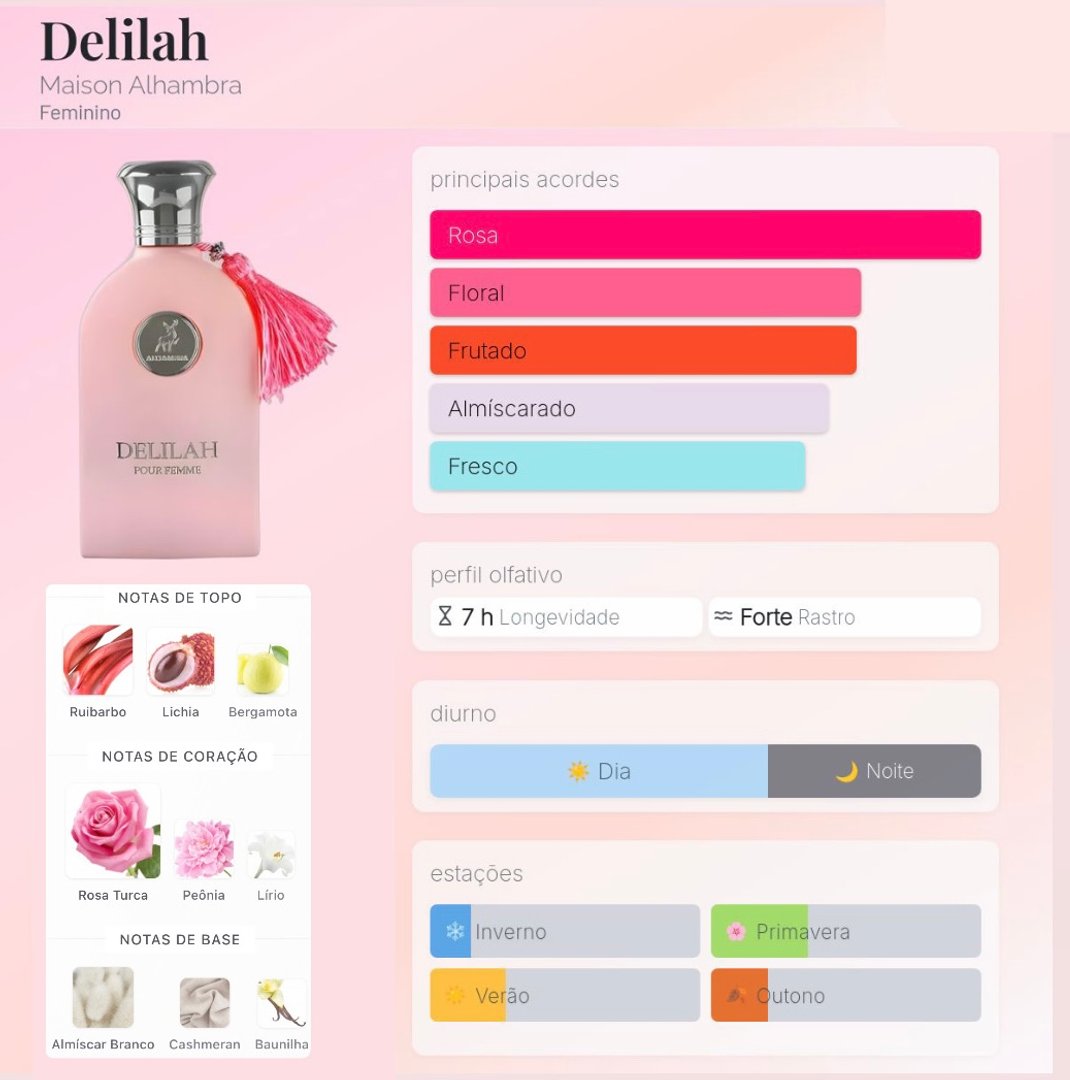 Perfume árabe feminino Delilah Pour Femme 100ml | Exala Perfumaria