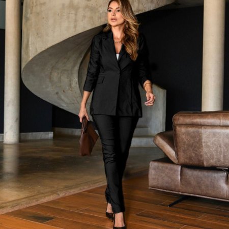 Conjunto Antonela feminino casaco e calça de linho rústico