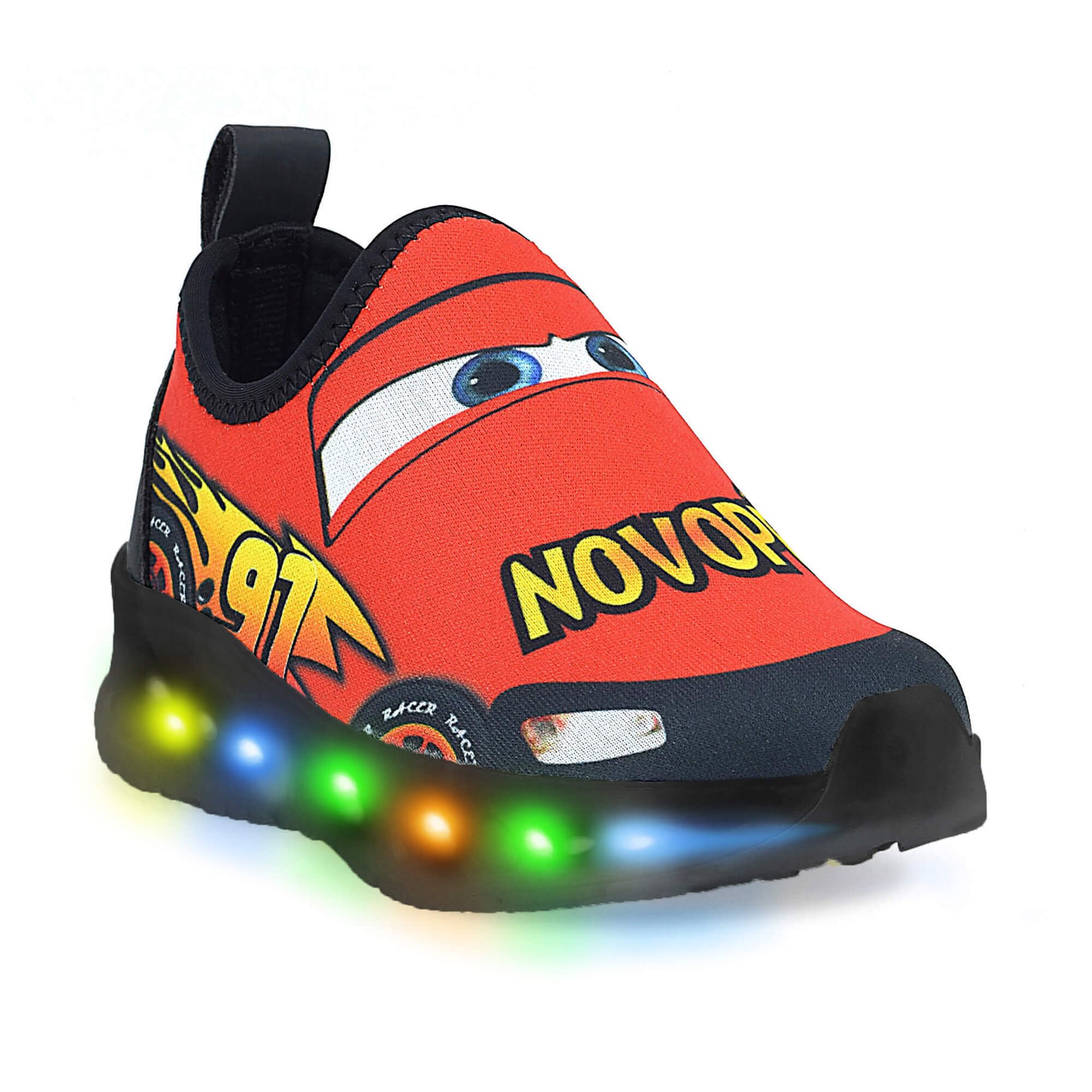 Tênis Infantil Novopé Personalizado Com Nome LED Ativado por Impacto Corrida