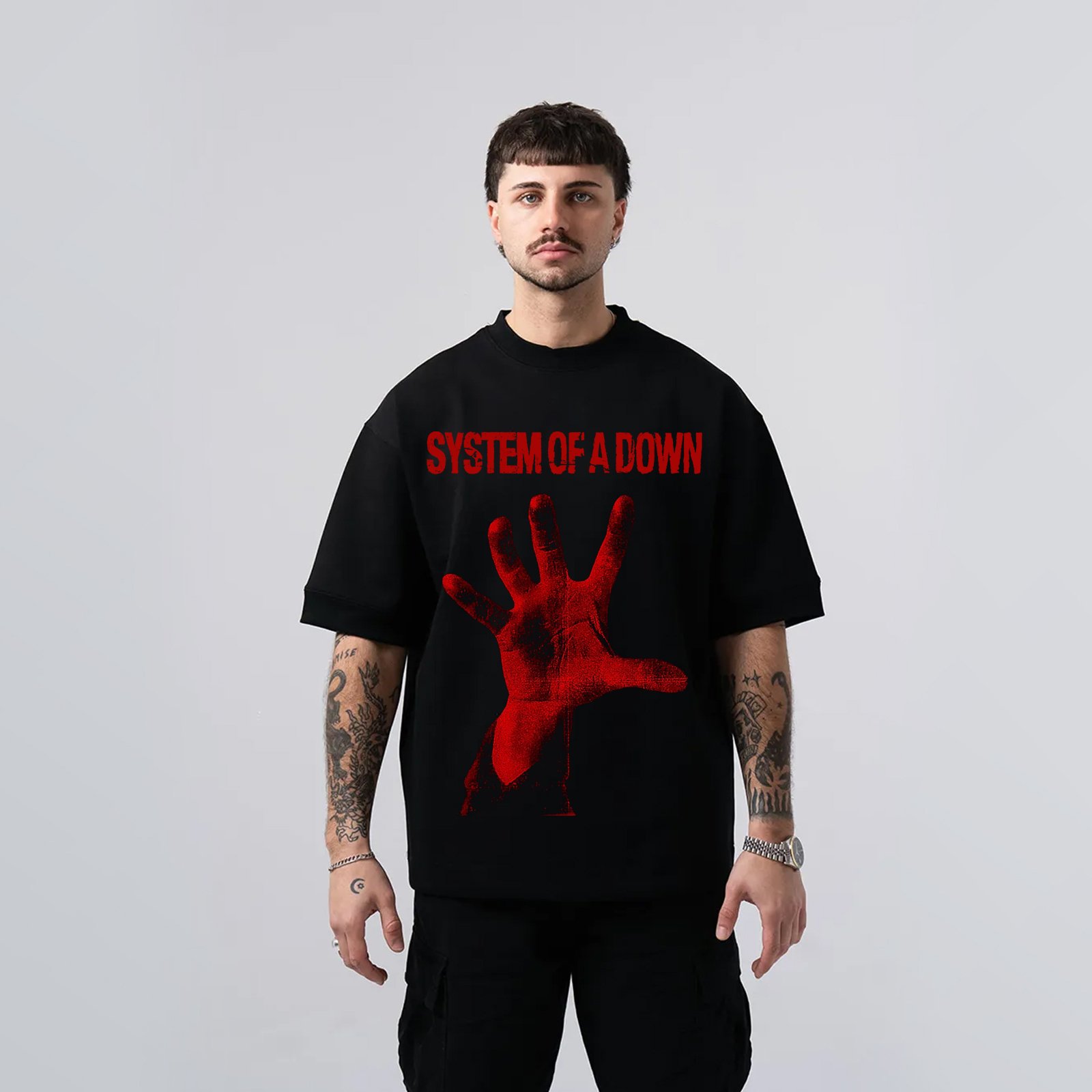Camiseta Oversized System Of A Down SOAD1 (Bandana inclusa) Rock