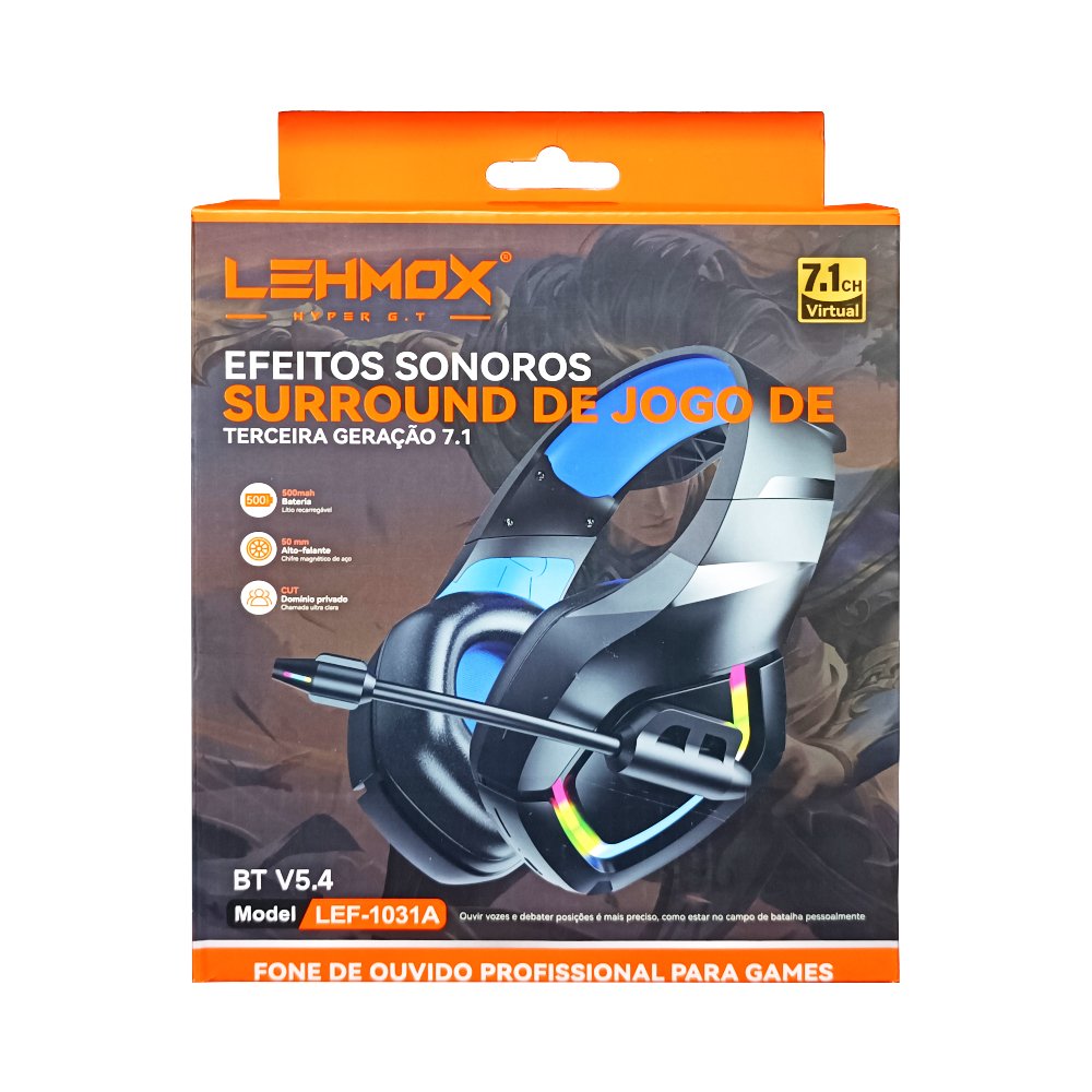 Fone de Ouvido Headset Gamer Bluetooth LEF-1031A Lehmox | 158