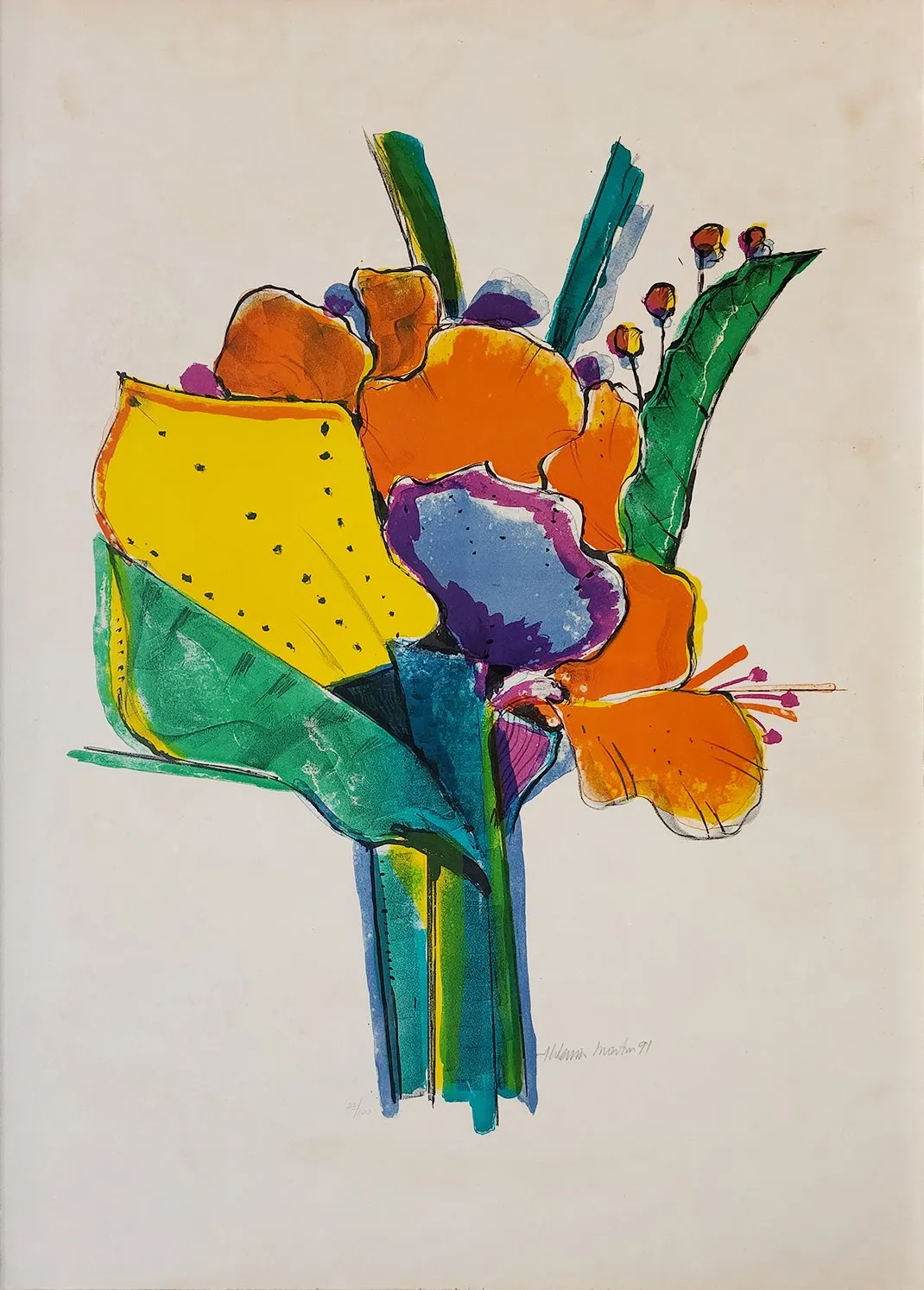 Aldemir Martins - Flores - 23/100. Litografia, 100x70 cm | Galeria