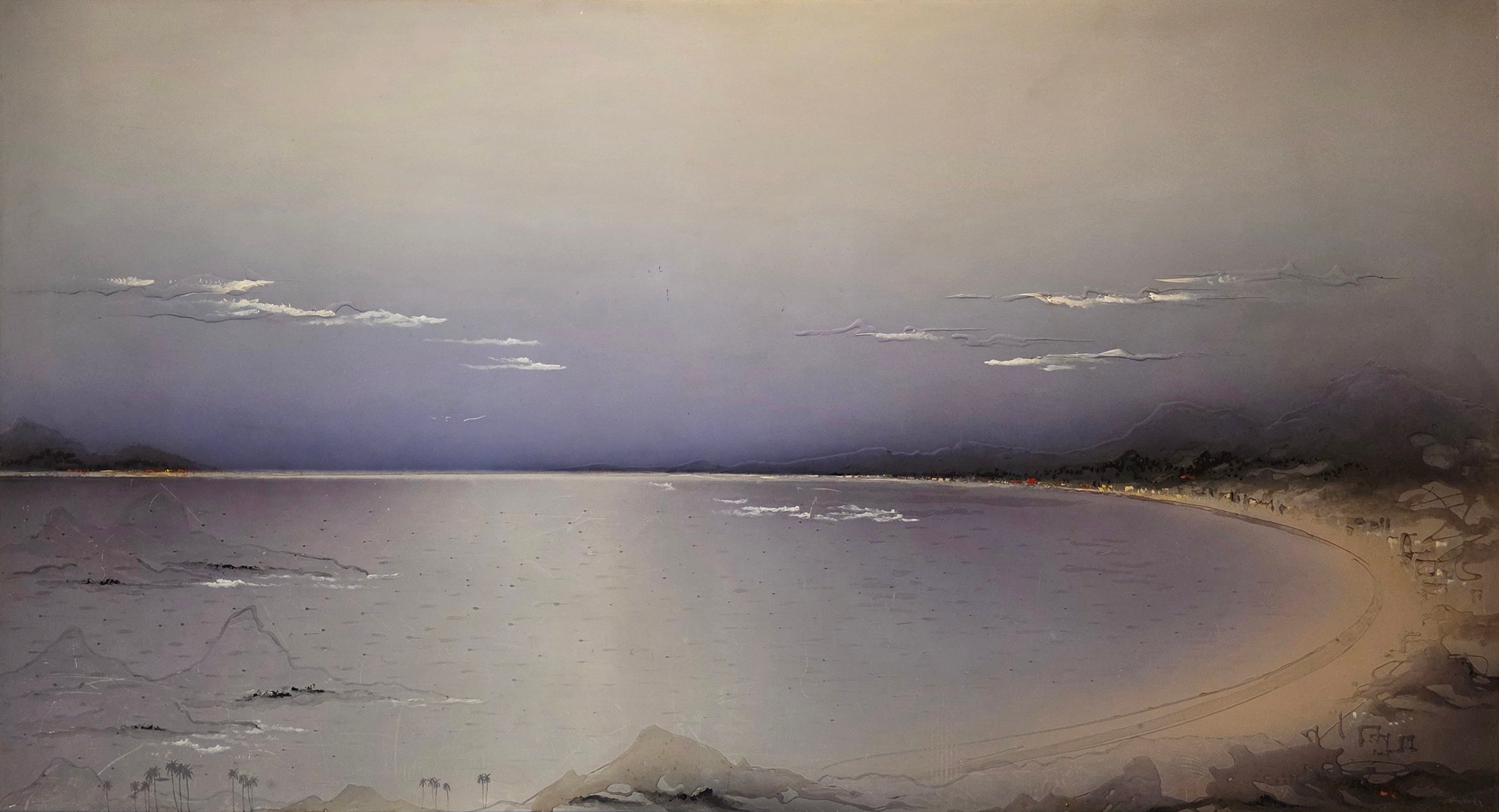 Kenji Fukuda - Paisagem. Óleo sobre lâmina de alumínio, 107x197 cm