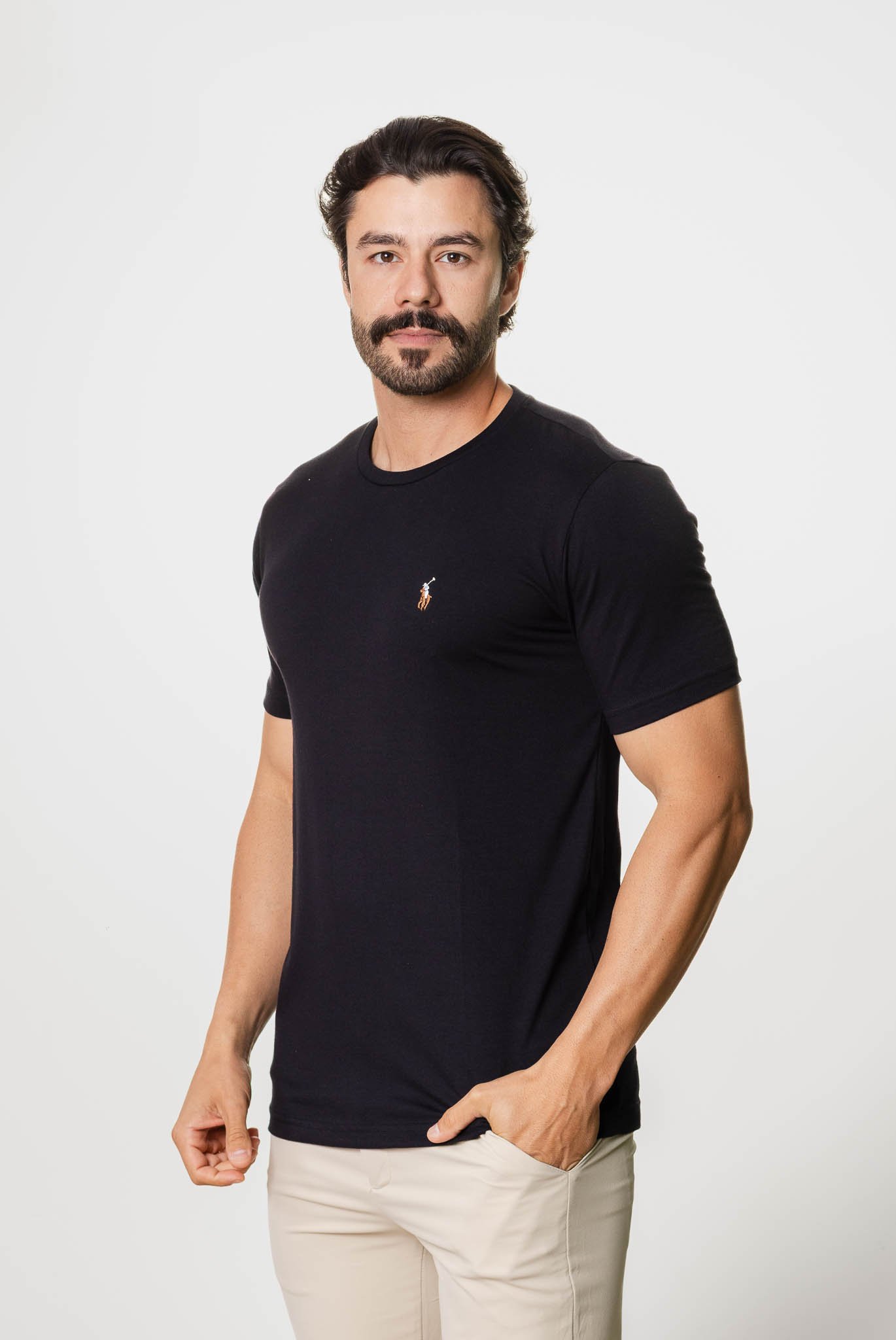 Camiseta RL Slim Fit Algodão Preto Tradicional | NEW MAN STORE